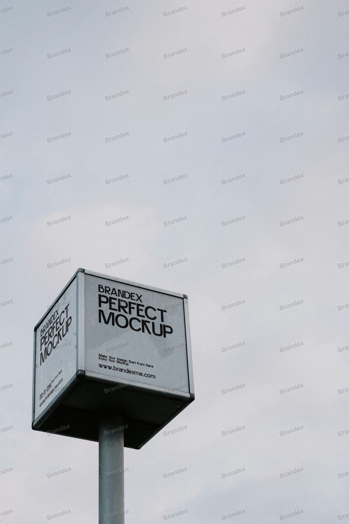 Pole Mounted Cube Sign Branding Mockup