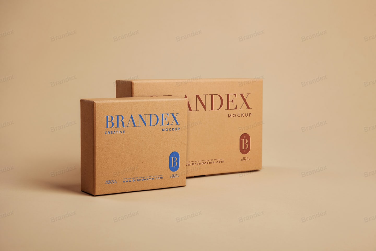 Minimalist Kraft Paper Packaging Box Mockup Set Beige