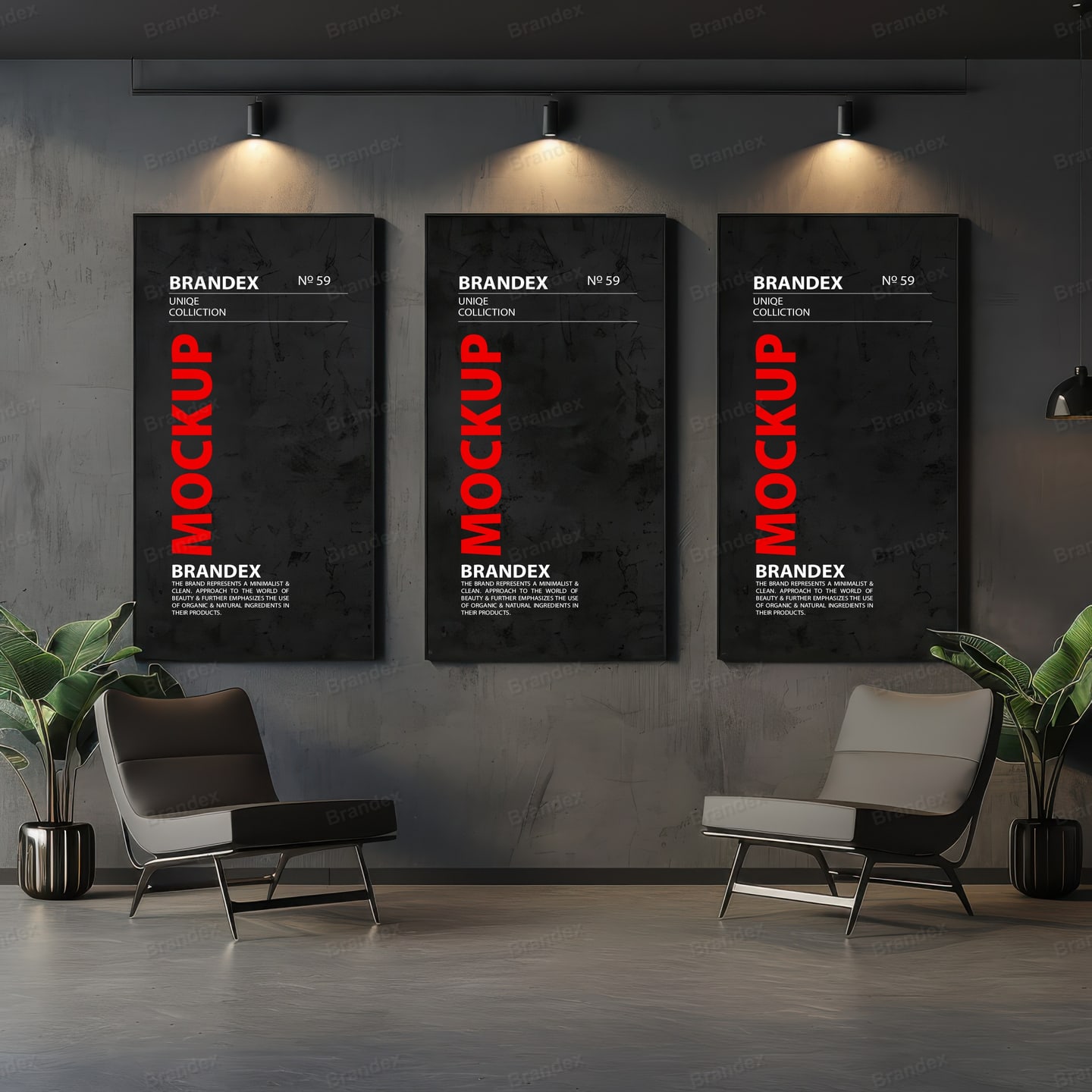Industrial Interior Wall Poster Mockup Minimalist Branding Display
