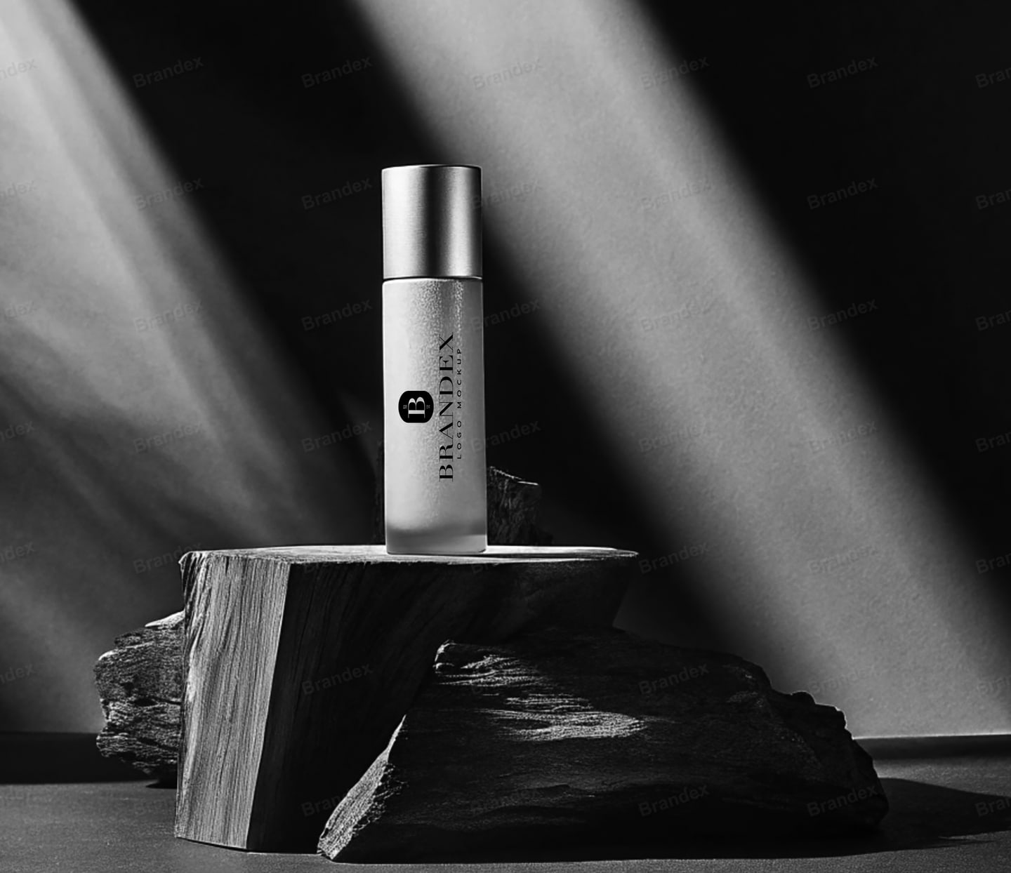 Frosted Perfume Bottle Product Mockup Textured Base Monochrome