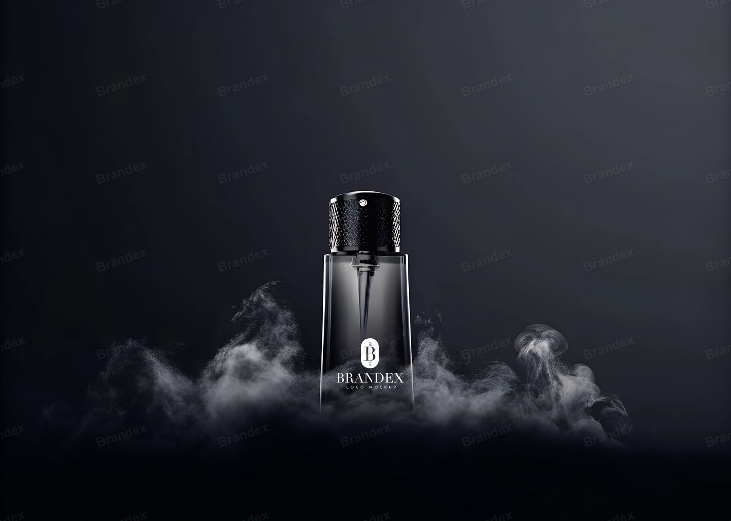 Dark Perfume Bottle Mockup Elegant Smoke Product Display