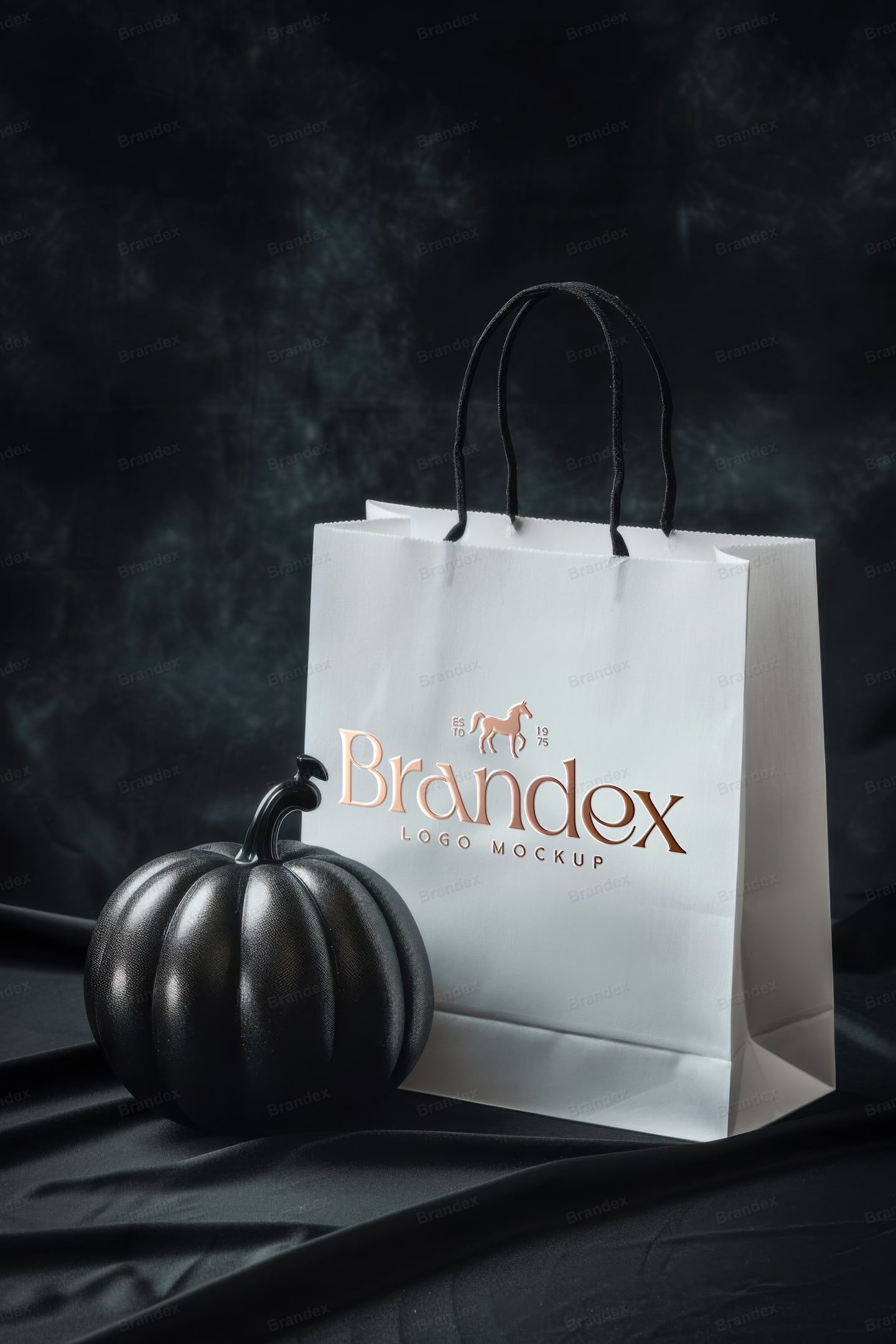 Luxury White Shopping Bag Mockup on Dark Background