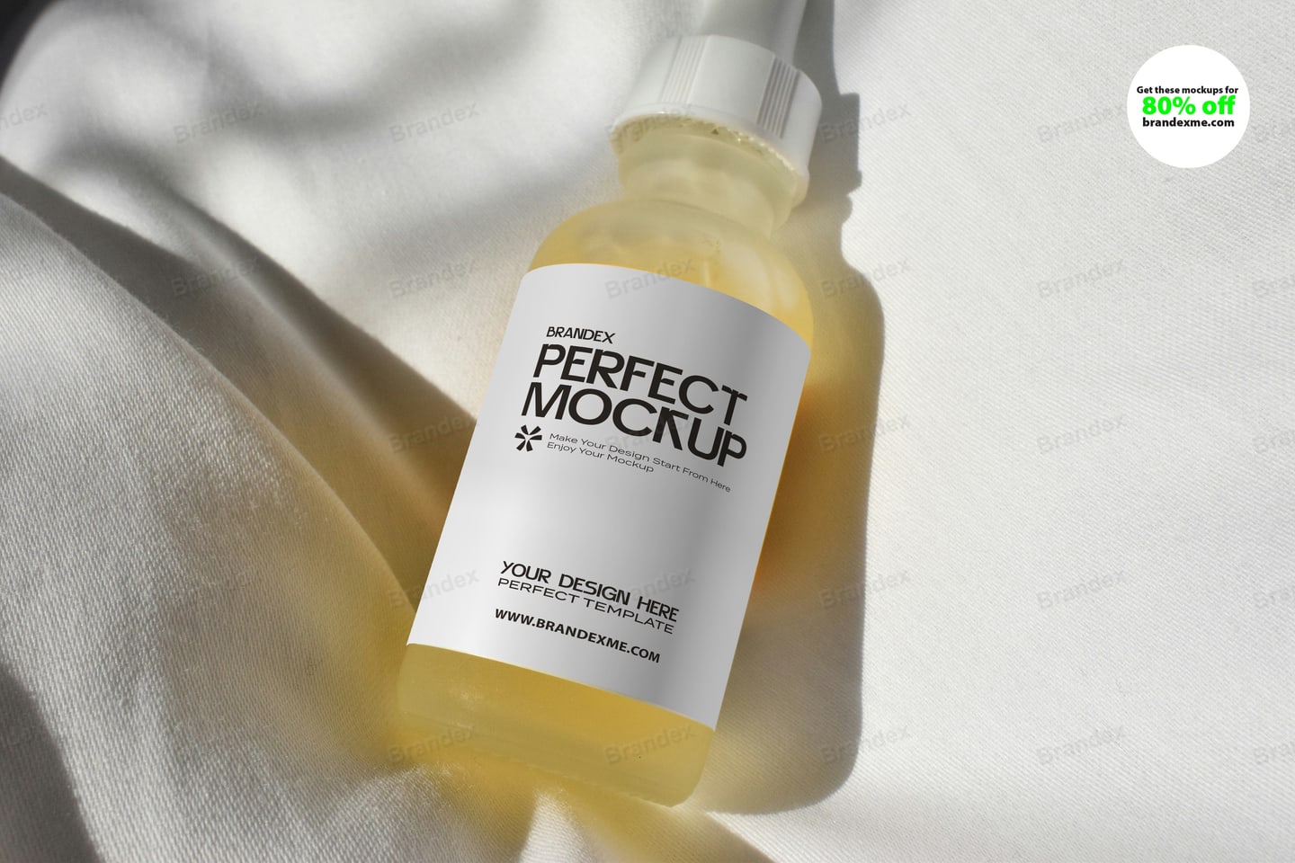 Clear Dropper Bottle Mockup White Label Soft Fabric Background