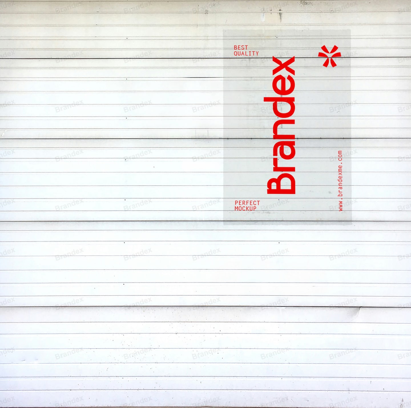Red Text Branding Mockup White Garage Door Presentation