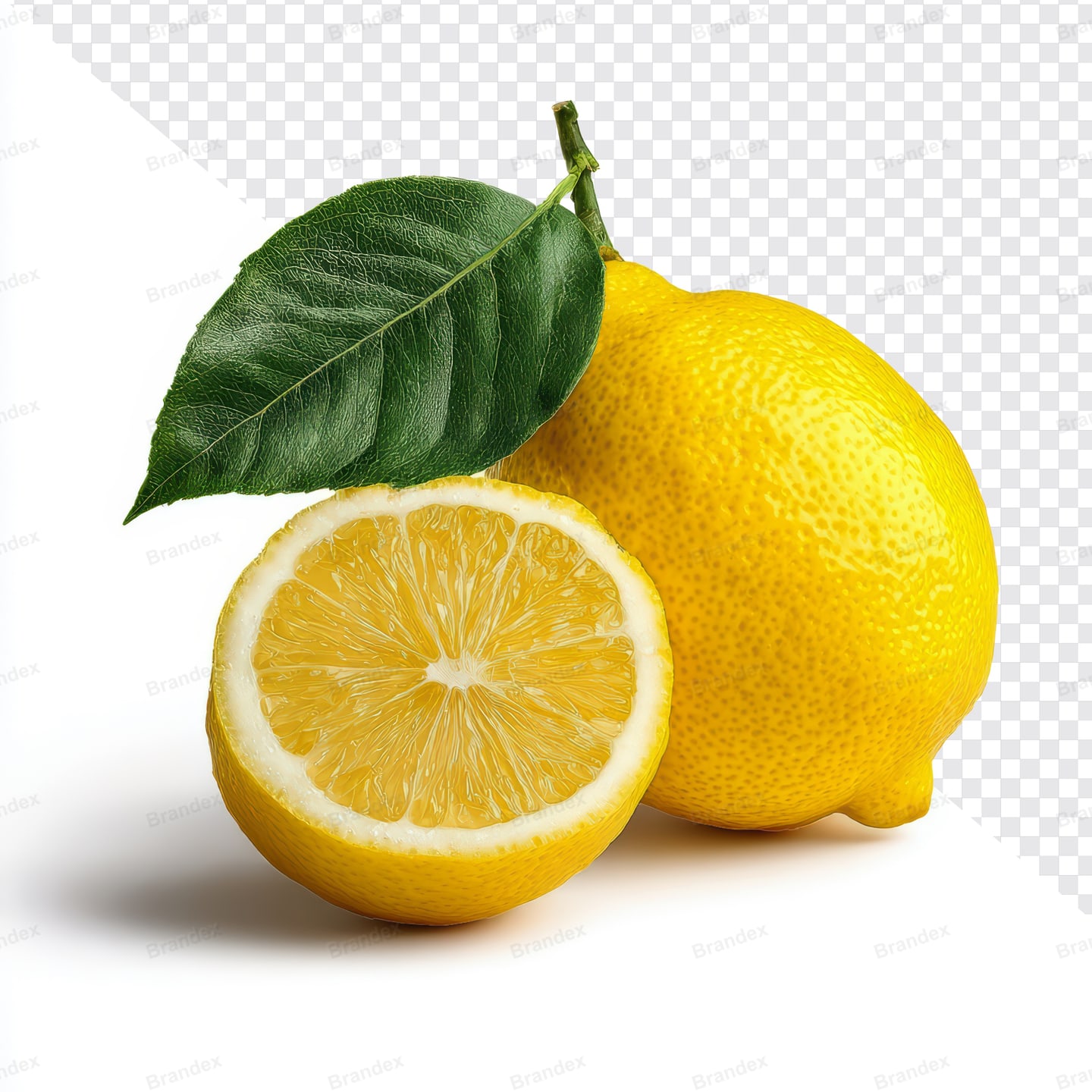 Fresh Lemon with Leaf