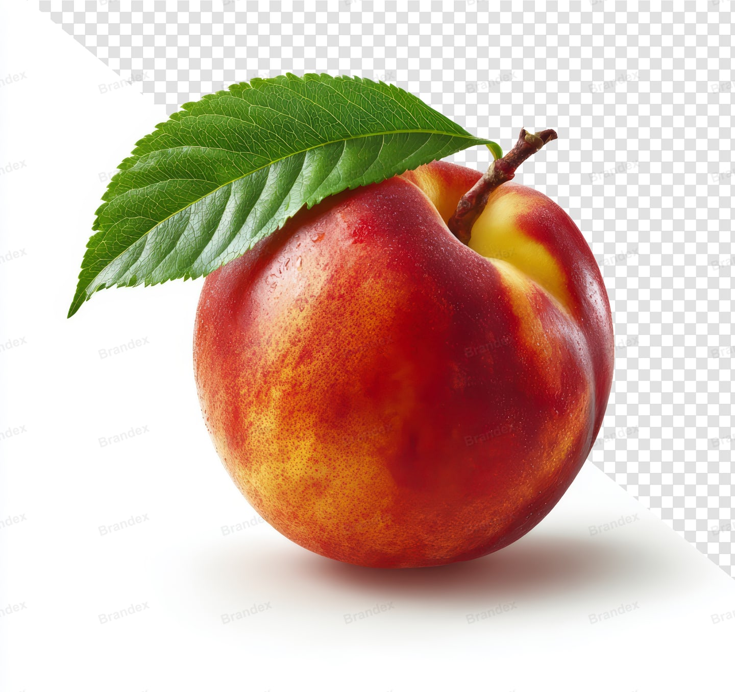 Realistic Peach with Leaf