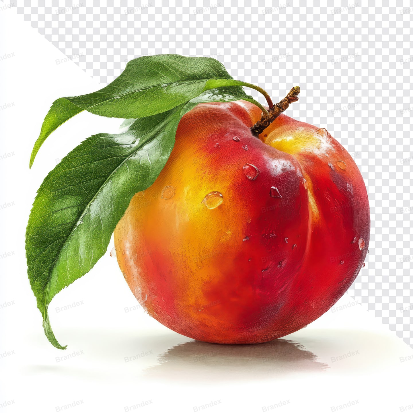 Realistic Peach with Leaves